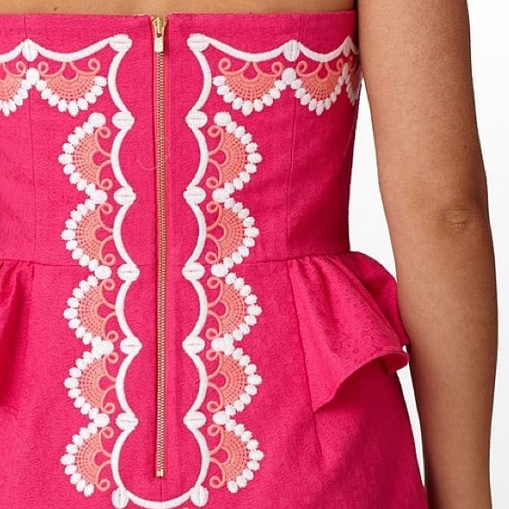 NWT Lilly Pulitzer "Maybell" Dress Pinwheel Hot Pink Embroidered, Women's Size 0 - Picture 3 of 12